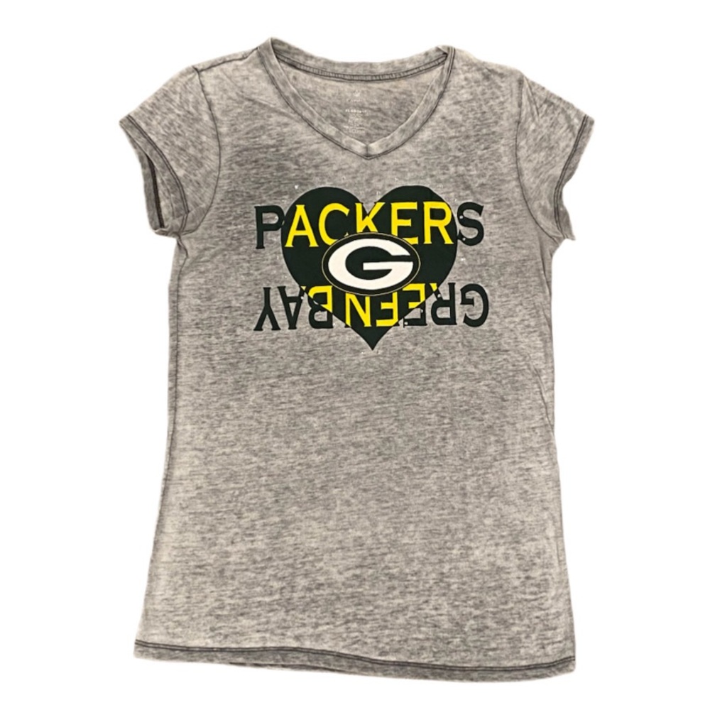 Green Bay Packers NFL Team Apparel T Shirt Junior’s  XL Graphic Tee Go Pack Love